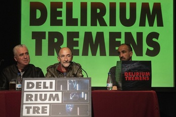 Txufu, Andoni eta Haritz, aurkezpenean. Patxi falta zen.