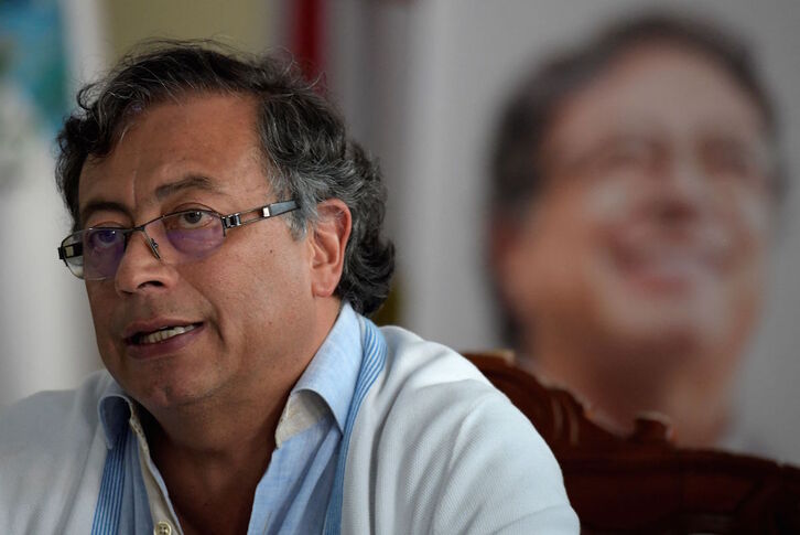 El candidato presidencial del Pacto Histórico por Colombia, Gustavo Petro, durante una reciente rueda de prensa.
