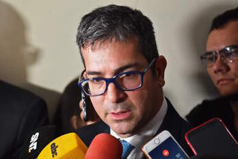 Marcelo Pecci ante los medios de comunicación, en marzo de 2020. 