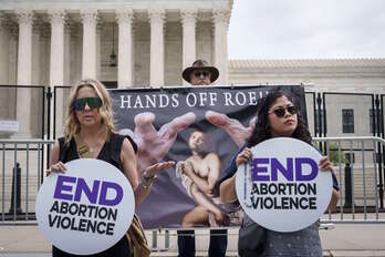 Defensoras del derecho al aborto en el exterior del Tribunal Supremo de EEUU.