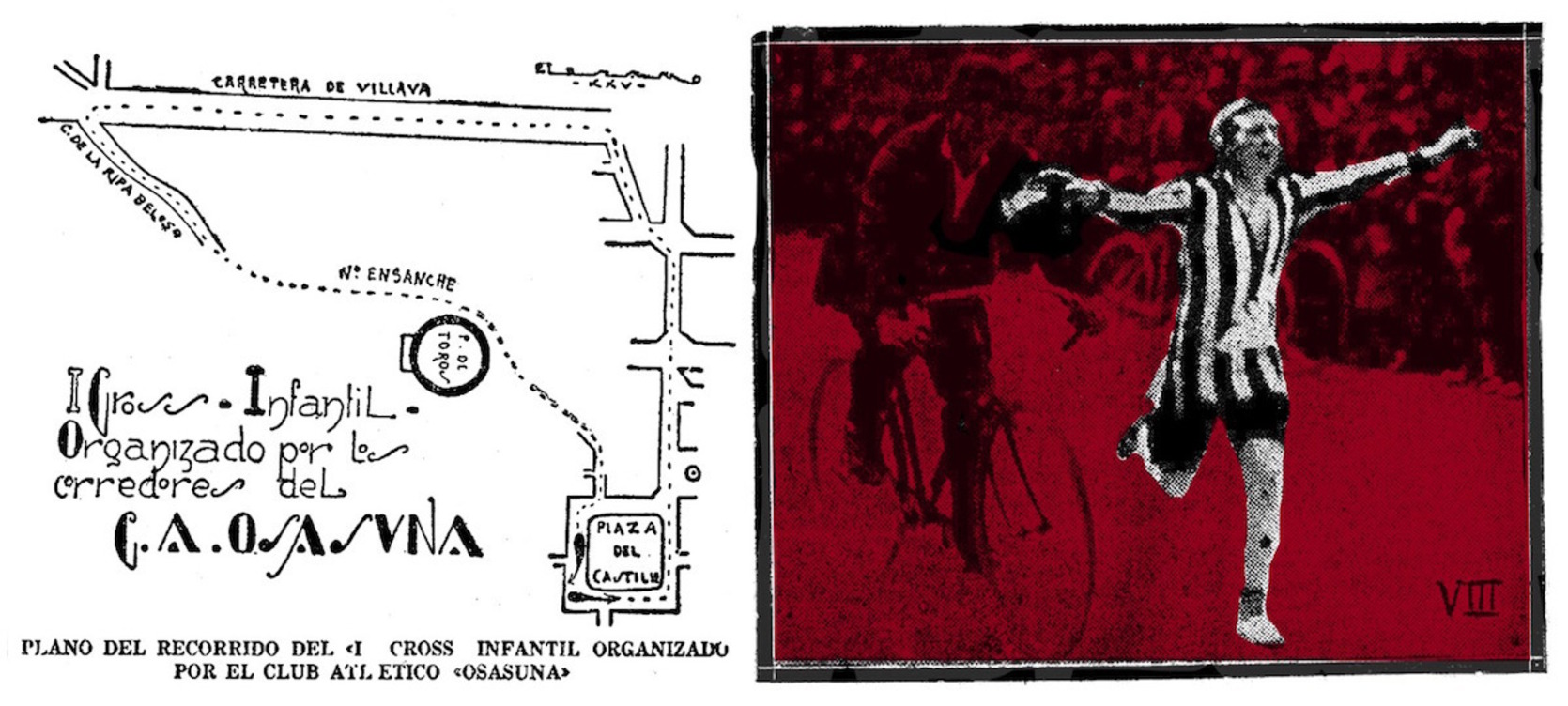 Croquis de la primera edición del Cross Infantil organizado por Osasuna a mediados de mayor de 1925.