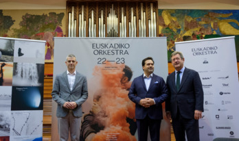 Oriol Roch, Robert Treviño eta Binben Zupiria, ostegun honetako agerraldian.