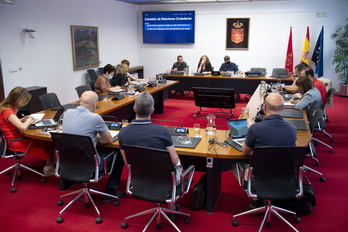 Jorge Txokarro eta Ainara Gorostiaga, Nafar Torturatuen Sareko kideak, Parlamentuan.