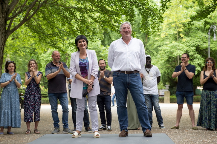 Laura Aznal y Joseba Asiron, en el acto que ha tenido lugar en la Taconera.