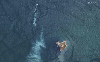 Imagen de la satélite de la Isla de las Serpientes, uno de los puntos virulentos de la guerra en el Mar Negro.