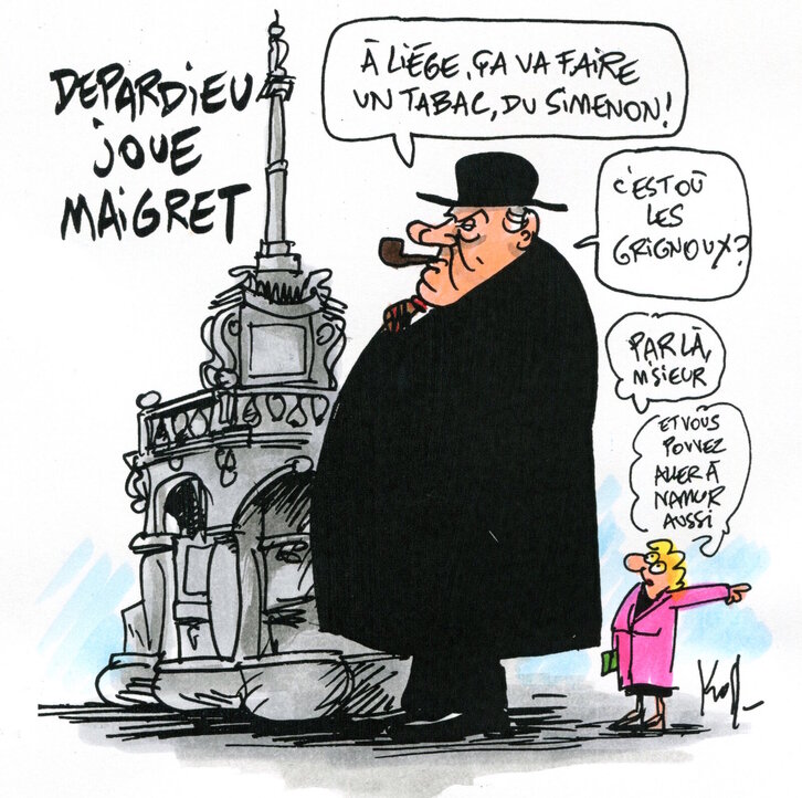 No han faltado las caricaturas de Depardieu por su rol de Maigret.