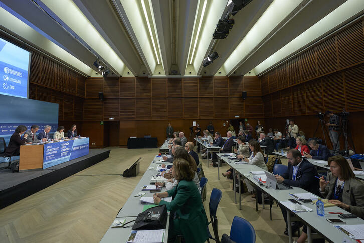 Intervención del lehendakari Iñigo Urkullu ante la Asamblea General de la Comisión Arco Atñantico, el pasado martes en Donostia.