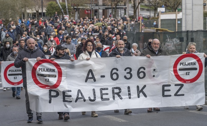 Una movilización contra el peaje desarrollada en Zumarraga.