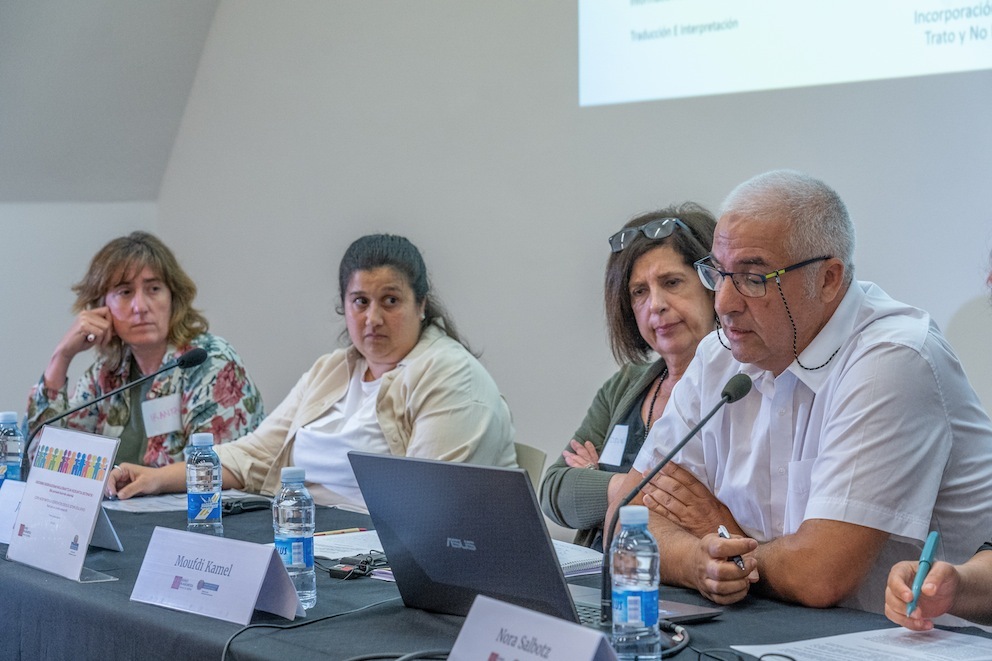 De izquierda a derecha: Irantzu Gallastegi, Tamara Clavería, Josune Elorduy y Moufdi Kamel. (Andoni CANELLADA | FOKU)