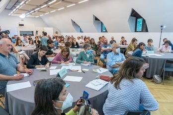 La sesión del foro sobre segregación y sistema educativo organizado por Eusko Ikaskuntza desarrollada este sábado en el Palacio Miramar. 