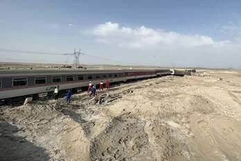 Imagen del tren accidentado en Irán. 