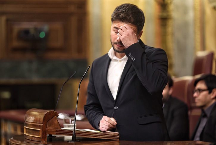 Rufián, en la tribuna del Congreso en una imagen de archivo.