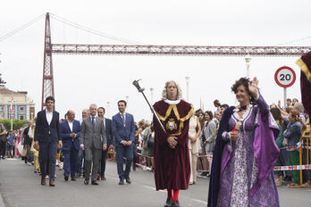Rementeria, Urkullu y Torres, durante los actos de esta mañana.