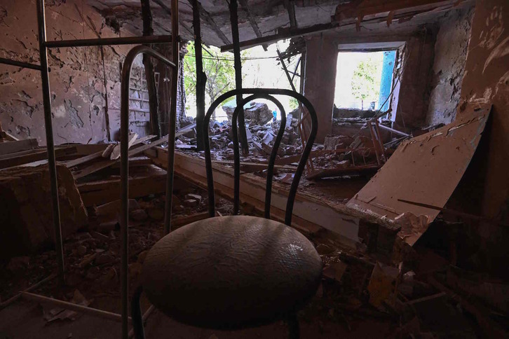 Colegio destruido en Donetsk. 