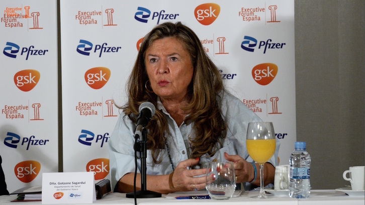 Gotzone Sagardui, en el acto en que hizo sus declaraciones sobre el cambio de «cultura» en la sanidad pública.