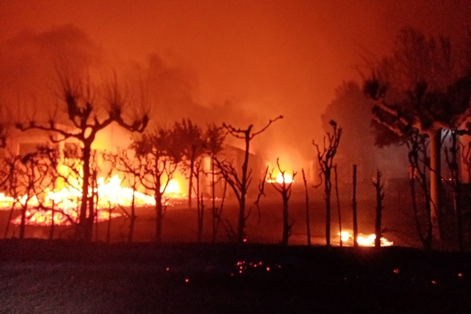 Bomberos del CEIS Rioja ayudan a extinguir un incendio en el entorno de Valtierra.
