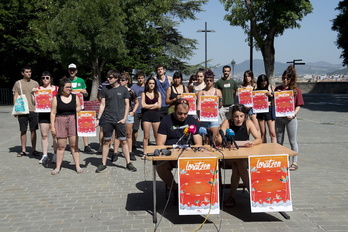 Comparecencia de Herri Sanferminak la semana pasada para anunciar que, pese a las trabas del Ayuntamiento, organizarán actos en Alde Zaharra.