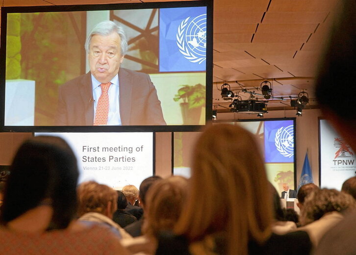 El secretario general de la ONU, António Guterres, intervino en la conferencia del TPNW.