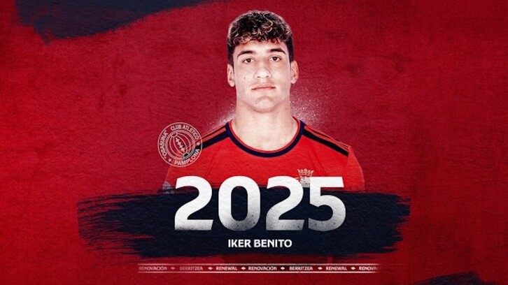 Tras debutar este año en Primera, Iker Benito ha renovado hasta 2025 con Osasuna.