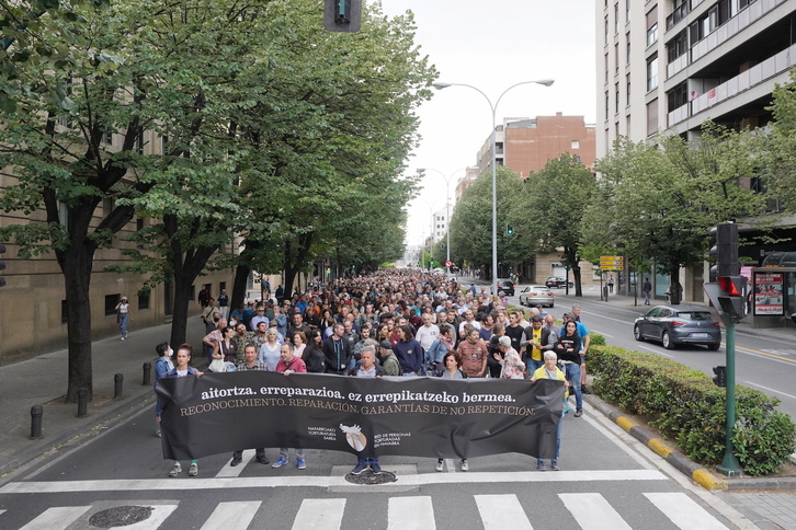 Imagen de archivo de una manifestación convocada en Iruñea por la Red de Torturados de Nafarroa.