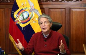 El presidente ecuatoriano, Guillermo Lasso, en su comparecencia de anoche.