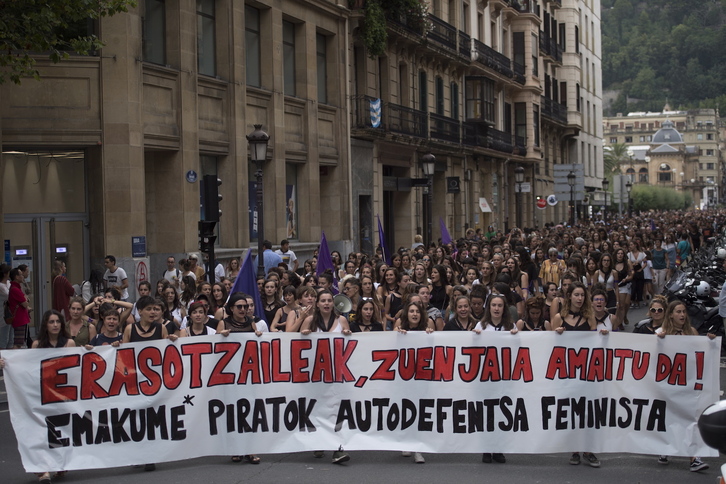 Manifestación contra los agresores sexuales en la Aste Nagusia de Donostia de 2019.