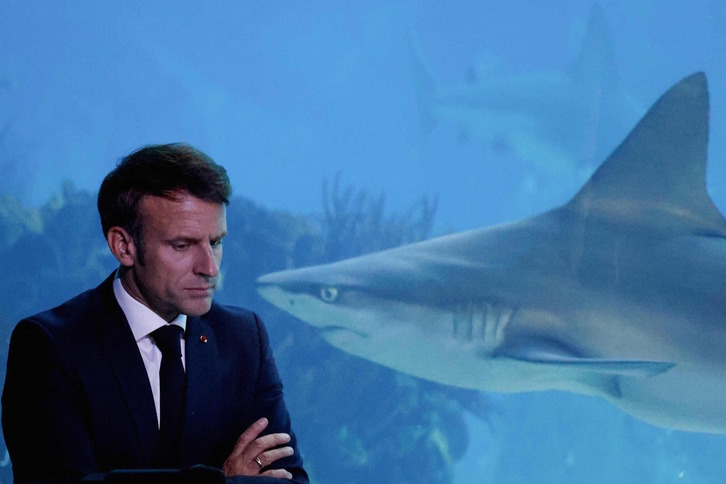 Emmanuel Macron, en la conferencia sobre océanos de Lisboa.