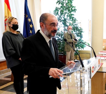 Javier Lambán en una comparencia sobre los Juegos Olímpicos de invierno.