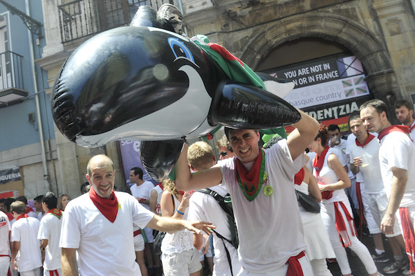 Variada flora y fauna sanferminera en Navarrería. (Idoia ZABALETA/FOKU)