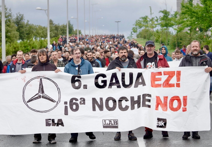 Movilización este miércoles de los trabajadores de Mercedes en Gasteiz.