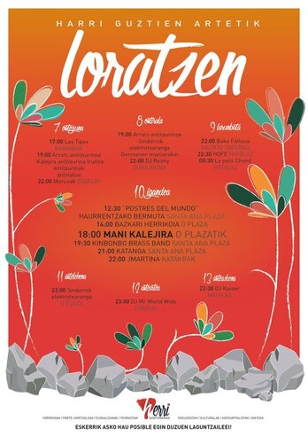 ‘Loratzen’, Herri Sanferminen egitaraua, kartelean oso laburbilduta.