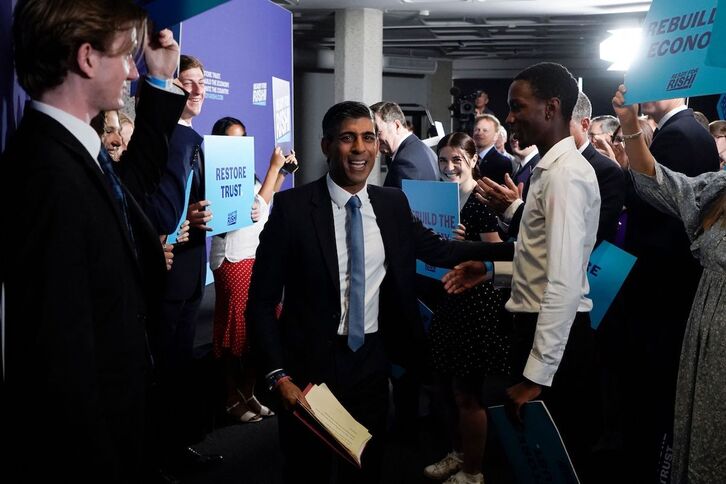 El exministro Rishi Sunak, tras pronunciar un discurso el Centro Queen Elizabeth II, en Londres.