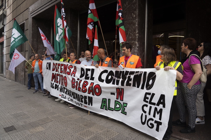 Movilización de los trabajadores de Metro Bilbao.