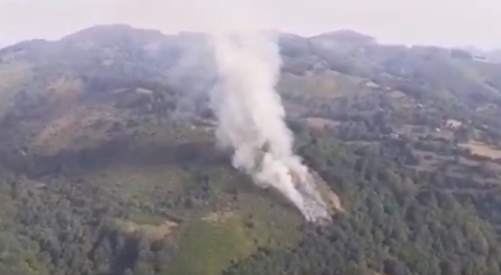Imagen aérea de uno de los incendios registrados en Nafarroa.