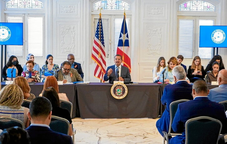 El gobernador de Puerto Rico, Pedro Pierluisi, en rueda de prensa el pasado 4 de junio.