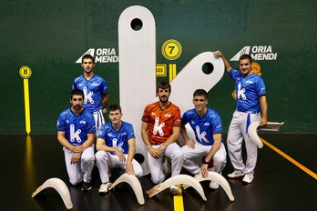 Txapelketan parte hartuko duten pilotariak, astearteko aurkezpenean.