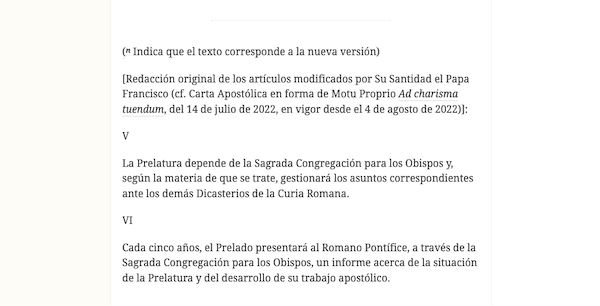 Añadidos en los que el Opus Dei recuerda cómo era la redacción original de los artículos modificados por el Papa. (NAIZ)