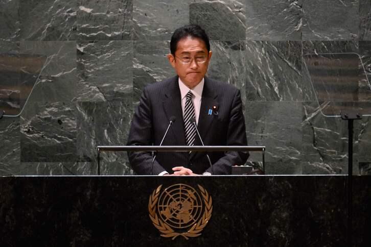 El primer ministro japonés, Fumio Kishida, el pasado lunes en la sede la ONU. 