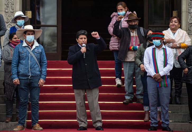 El presidente peruano, Pedro Castillo, en el Palacio de Gobierno.