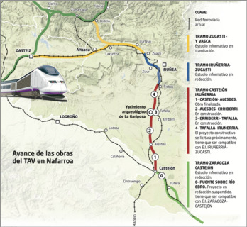 Vista en superficie de algunos de los muros que asoman en el paraje de la Gariposa y cuya importancia obliga a modificar los planes constructivos del TAV.  