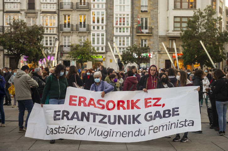 Manifestación anterior contra una agresión machista en Gasteiz.