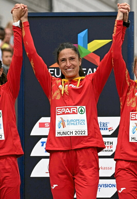 Elena Loyo, en el podio de Múnich.
