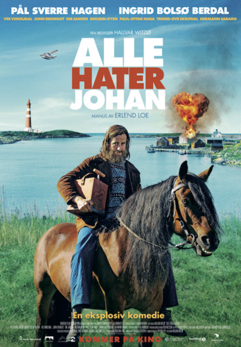Cartel con Johan Grande (Pal Sverre Hagen) montado a caballo.