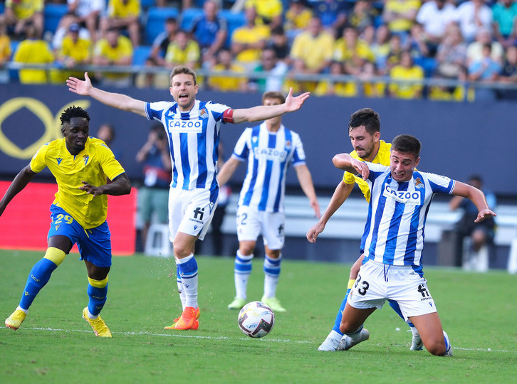 Jon Karrikaburu, en su debut en Primera del domingo contra el Cádiz.
