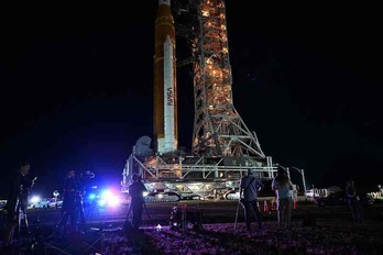 Artemis I Moon delakoa, prest Cabo Cañaveralen aurreko astean irudi honetan.