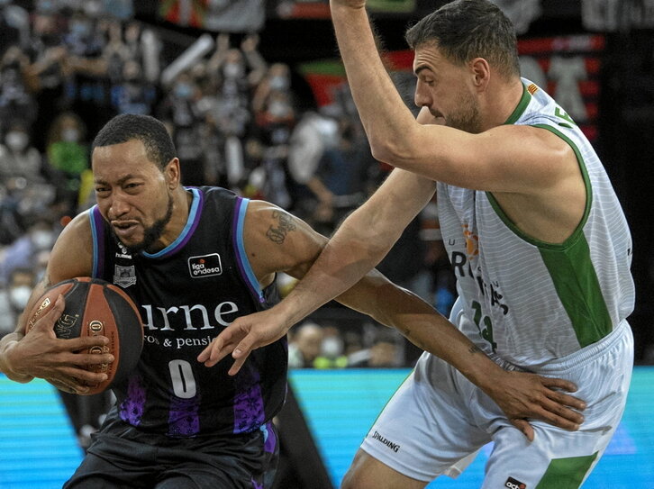 Goudelock, en el partido que Bilbao Basket jugó en marzo ante el Joventut.