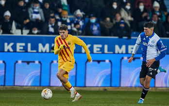 Abde avanza por la banda de Mendizorrotza en el duelo frente al Alavés de la temporada 2021-2022.