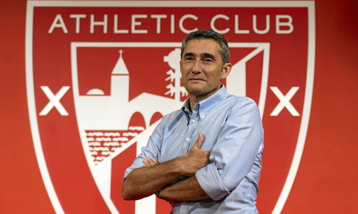 Valverde durante el acto de presentación en San Mamés en el inicio de su tercera etapa.