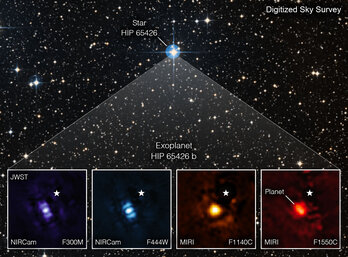 Imágenes del exoplaneta HIP 65426 b captadas por el James Webb. 