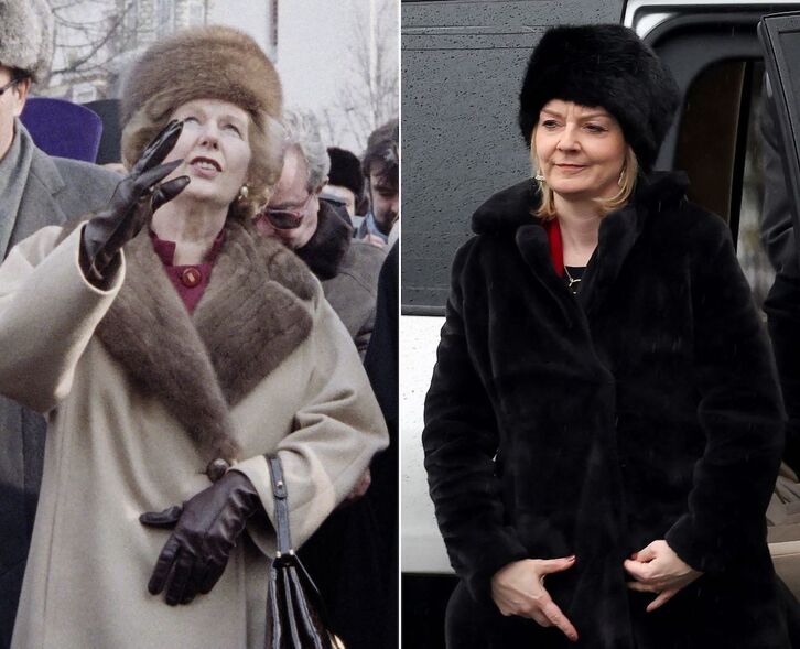 Margaret Thatcher y Liz Truss, de visita en Moscú en 1987 y en Kiev en 2022, respectivamente.